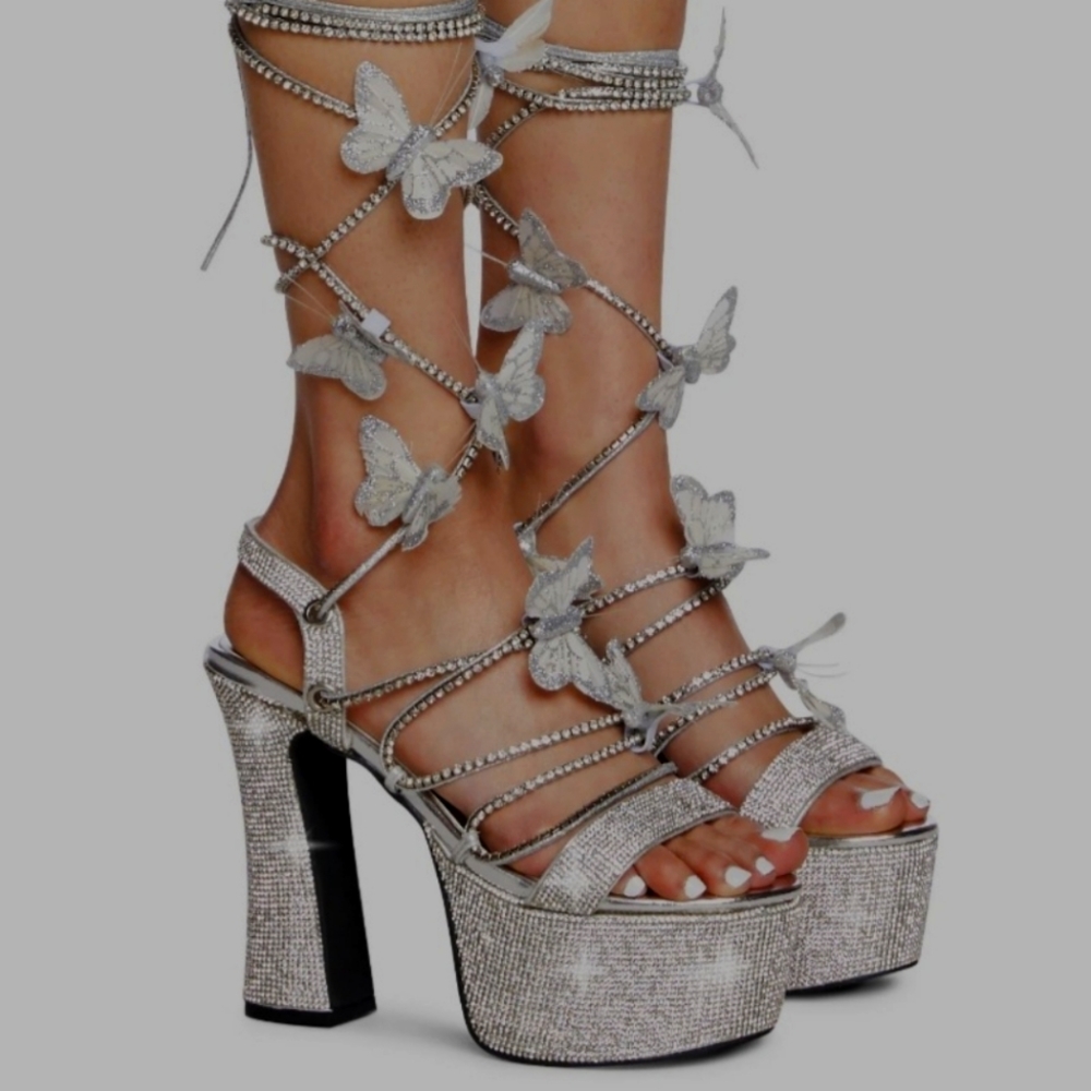 Dolls kill lace up RHINESTONE sparkly platforms